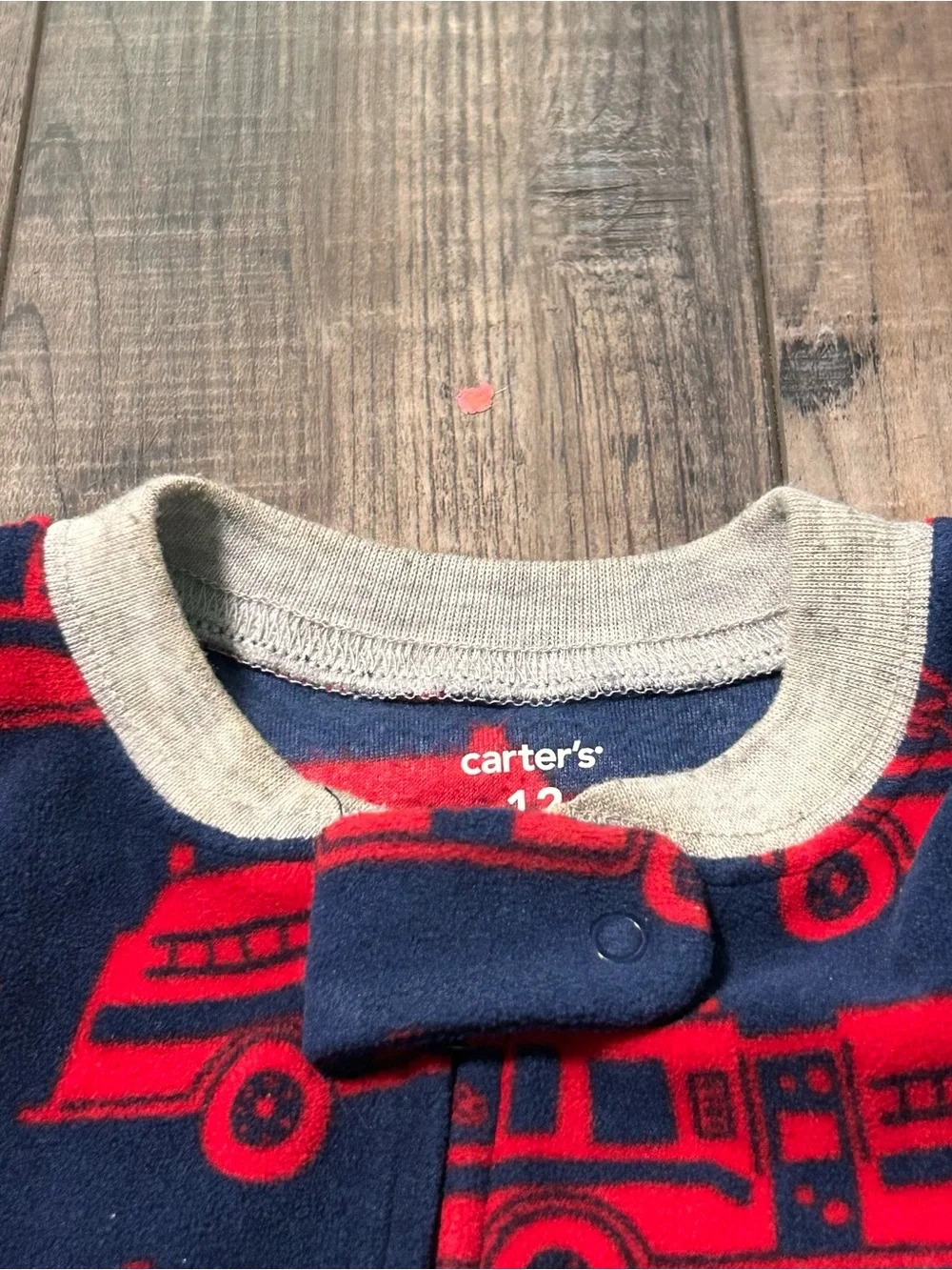 Carters Toddler Fleece Red Fire Engine One Piece Sleeper 12 Months